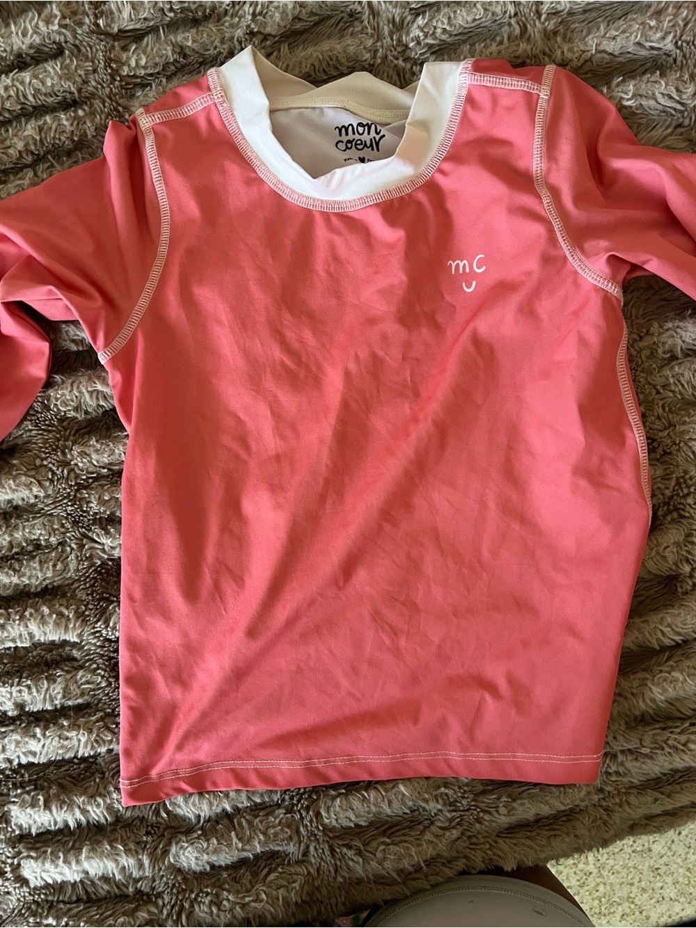 Girls' Coral Long-Sleeve Swim Tee